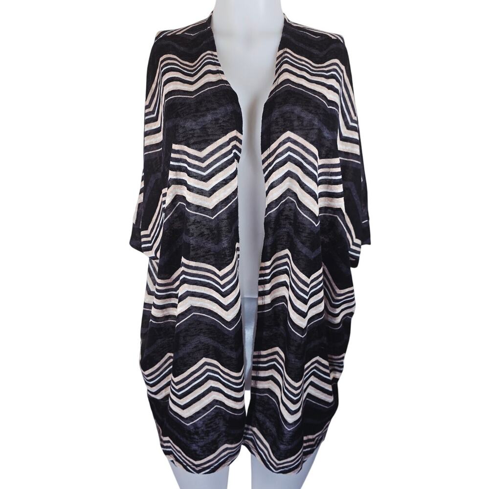 Torrid Lightweight Knit Black Tan White Open Cardigan Women's  2 - 2X